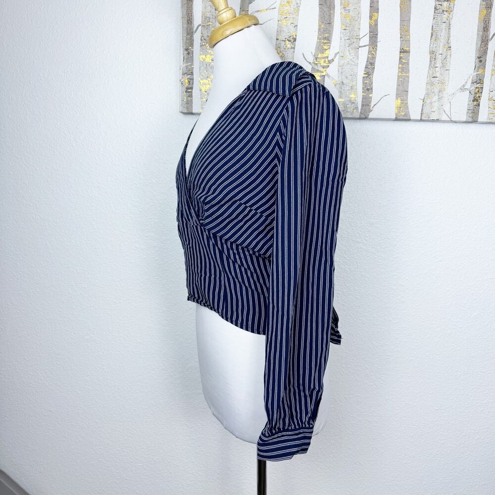 Anthropologie Maeve Fiorina Striped Blouse Navy White 10 - Picture 4 of 7
